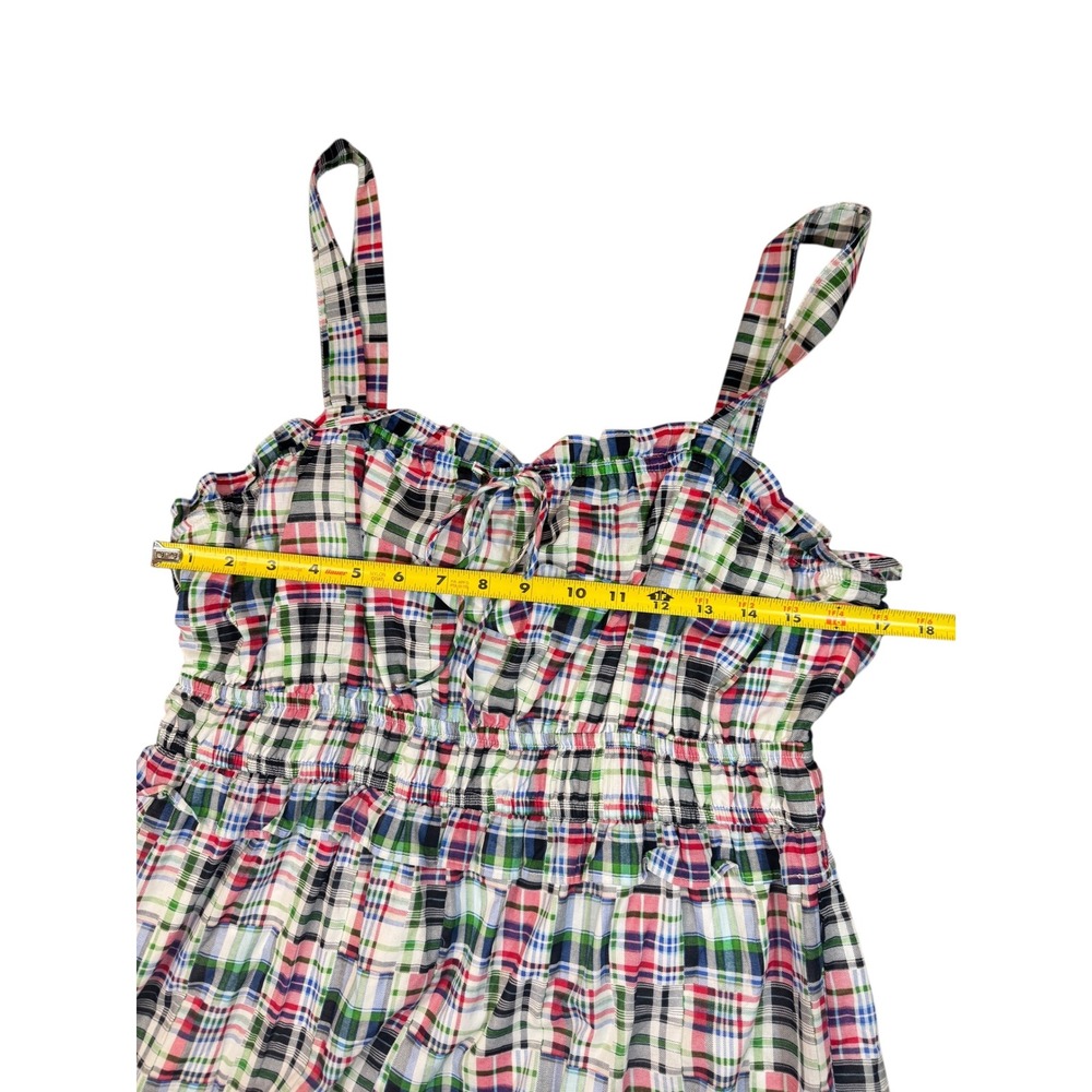 NWT Nautica Jeans Plaid Maxi Dress Smocked Bodice Tiered Spaghetti Strap L - Picture 4 of 12